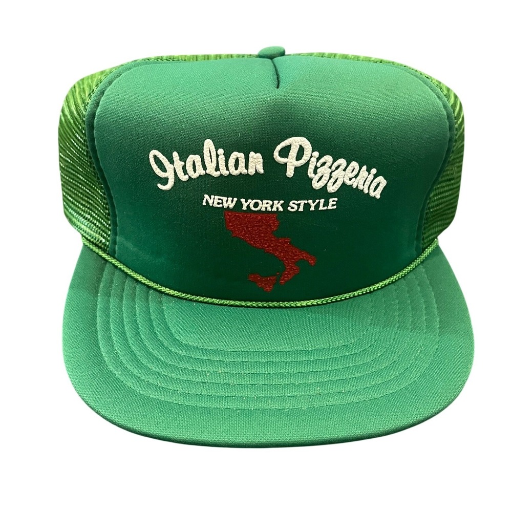 Headmost Trucker Hat Mens Green Italian Pizzeria New York Style Vintage Vibe